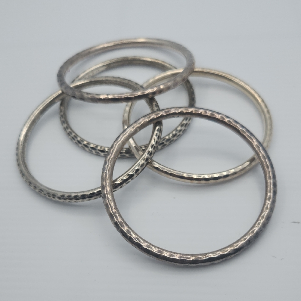 Silpada Hammered Silver Solid Slim Bangle Set - image 1